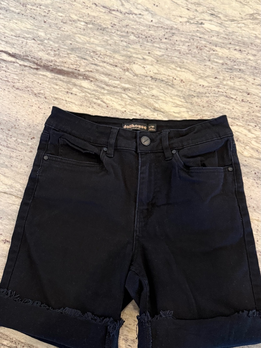 Dollhouse Black Denim Shorts with Frayed Cuffs size 9/10